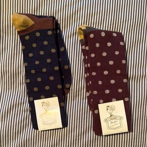 Polka Dot Men's Dress Socks - Navy and Burgundy